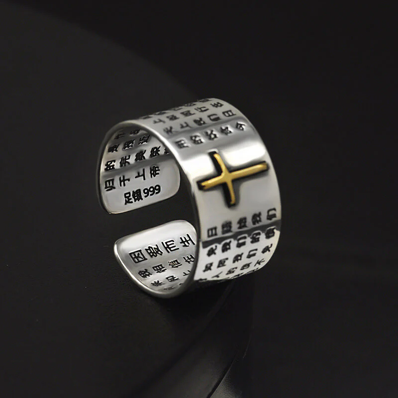 12mm Chinese Cross Ring with Lord's Prayer – Unique Christian Jewelry - Image 3