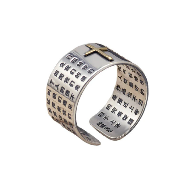 12mm Chinese Cross Ring with Lord's Prayer – Unique Christian Jewelry - Image 5