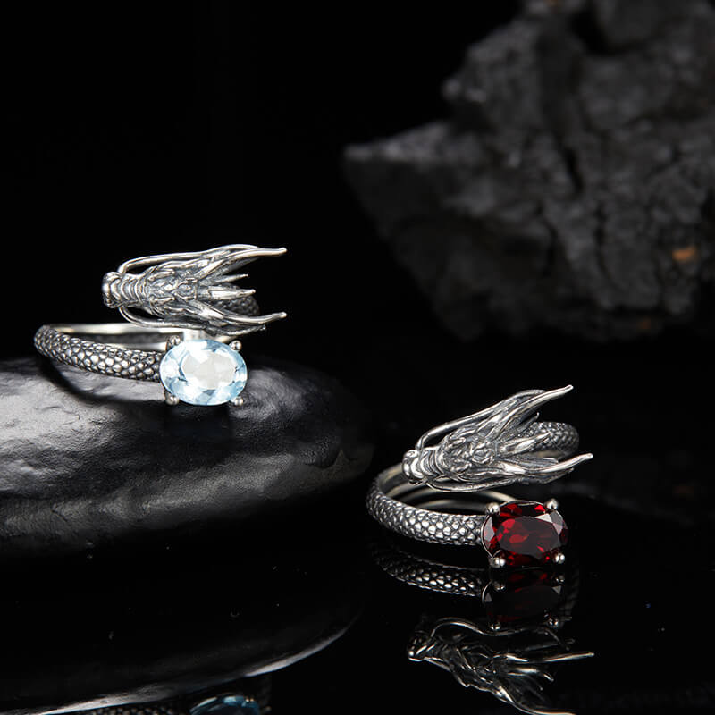 Auspicious Dragon Ring - Garnet or Topaz - Image 4