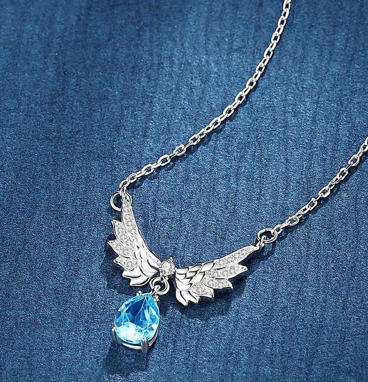 Angel's Wings Moonstone Silver Pendant Necklace - Image 3