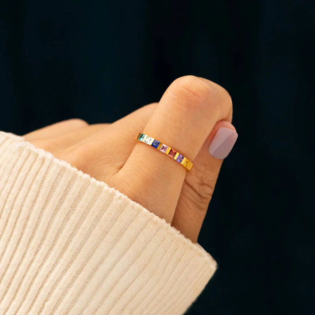 Silver or Gold Baguette Birthstone Ring - Elegant Jewelry Gift - Image 4