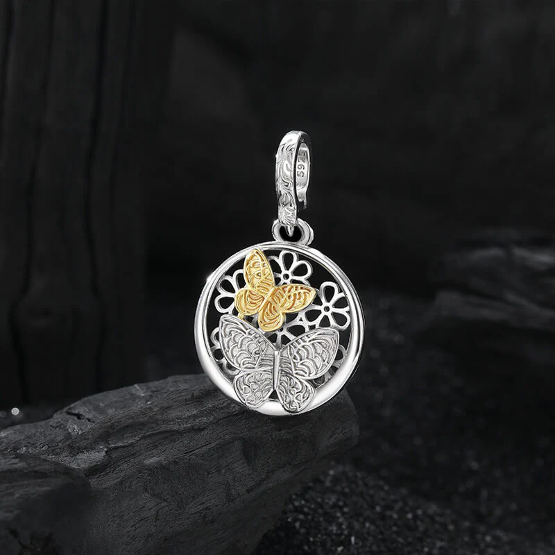 Hollowed Two-tone Butterfly Pendant - Image 3