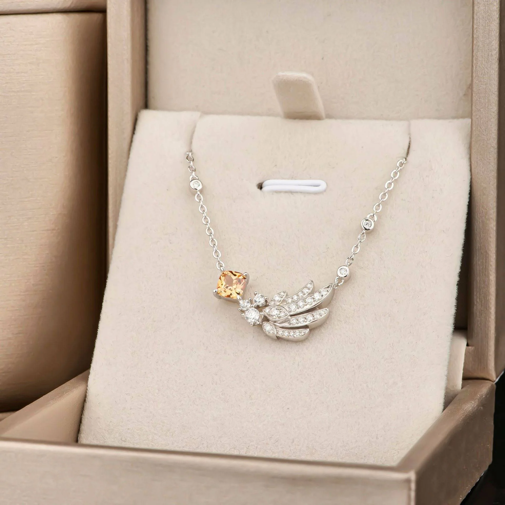 Lab Grown Gemstone Exquisite Wing Feathers Necklace - Image 4