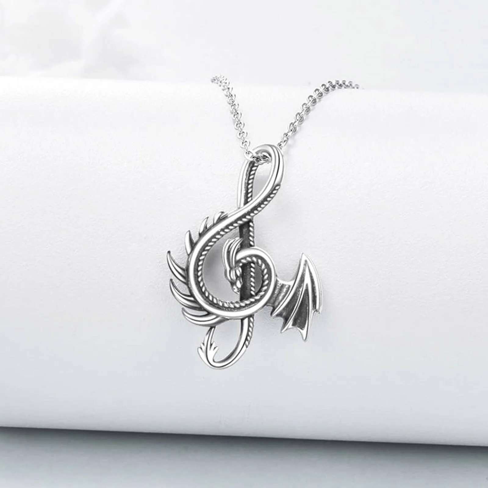 Perforated Musical Note Dragon Necklace - Image 4