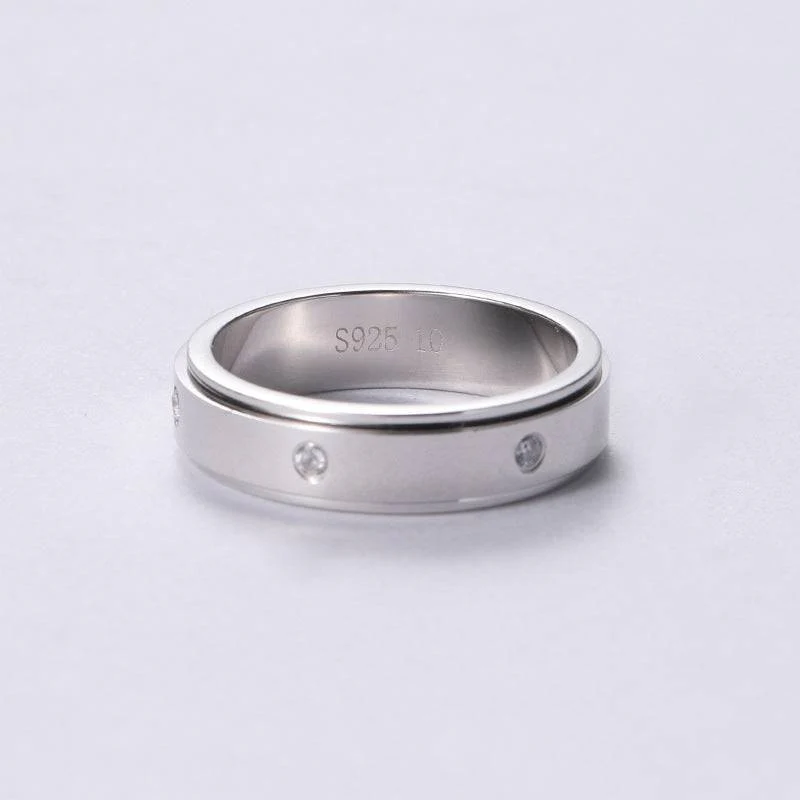 Rotatable Inlaid CZ Dot Spinner Matching Rings - Image 3
