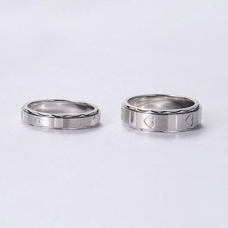 Rotatable Love Heart Spinner Matching Rings - Image 3