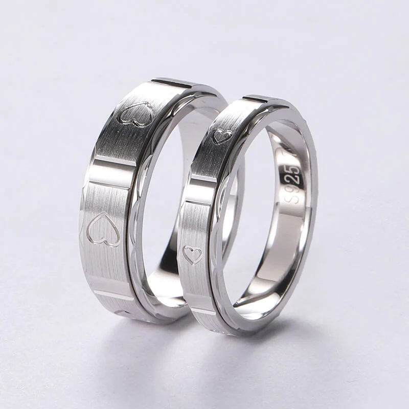 Rotatable Love Heart Spinner Matching Rings - Image 4