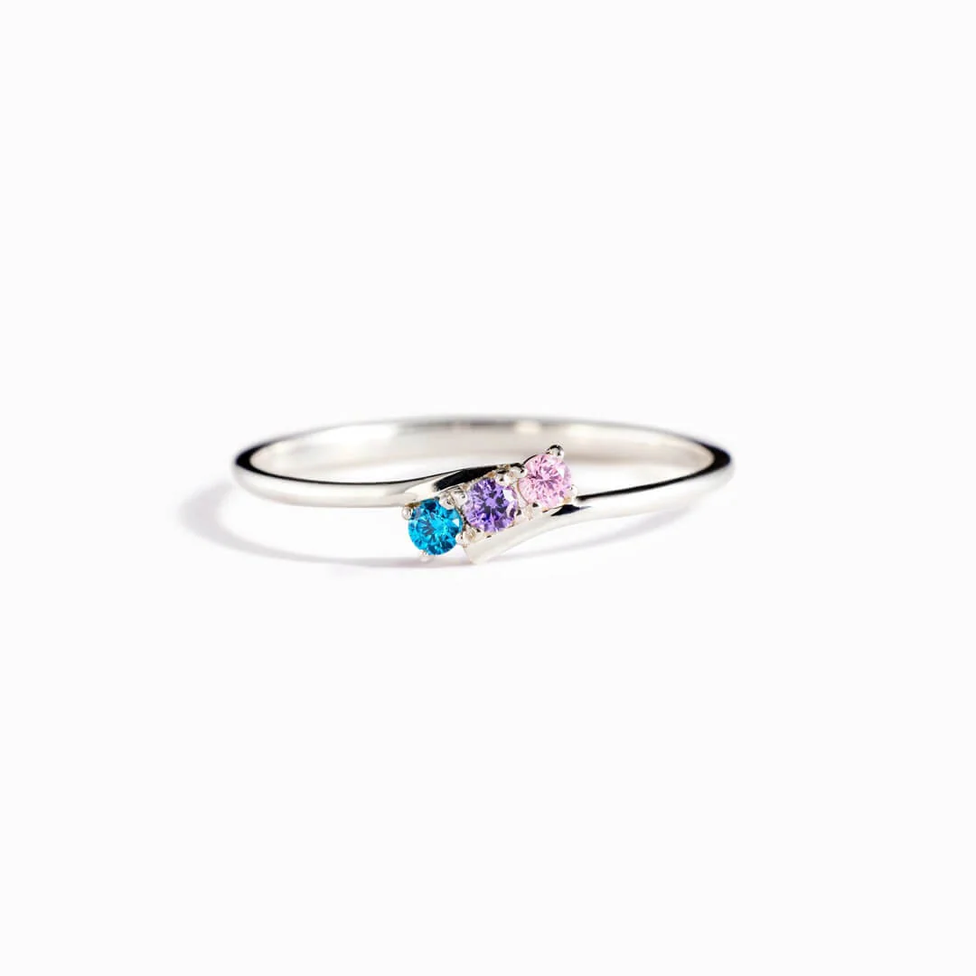 Spiral Dainty Birthstone Ring - Image 3
