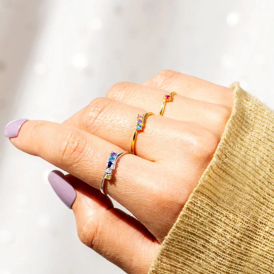 Spiral Dainty Birthstone Ring - Image 4