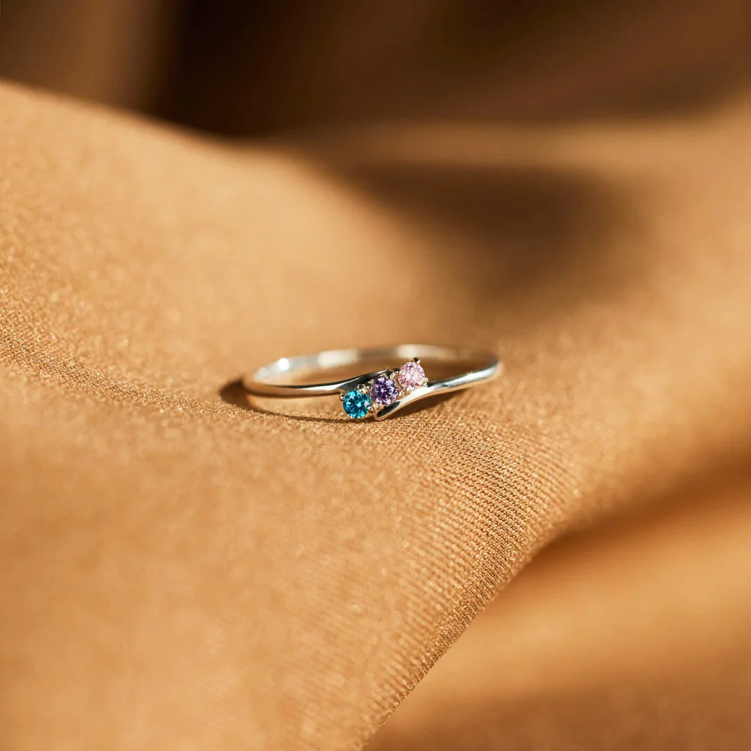 Spiral Dainty Birthstone Ring - Image 5
