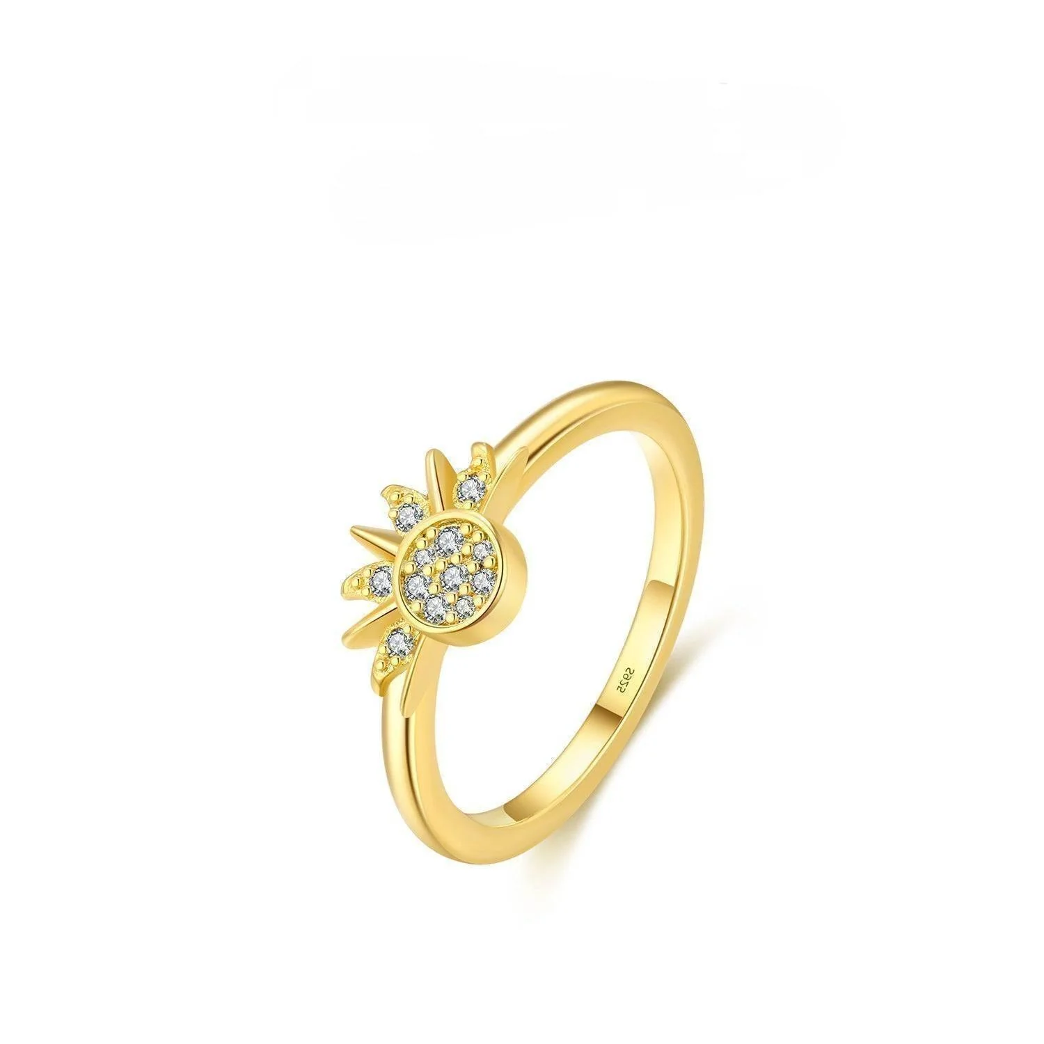 Sun Moon CZ Two Tone Silver Ring Set - Image 3