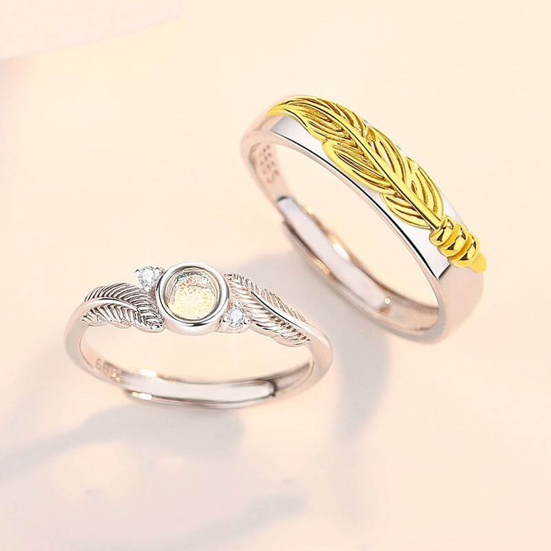 Feather Two Tone Matching Rings - Image 3