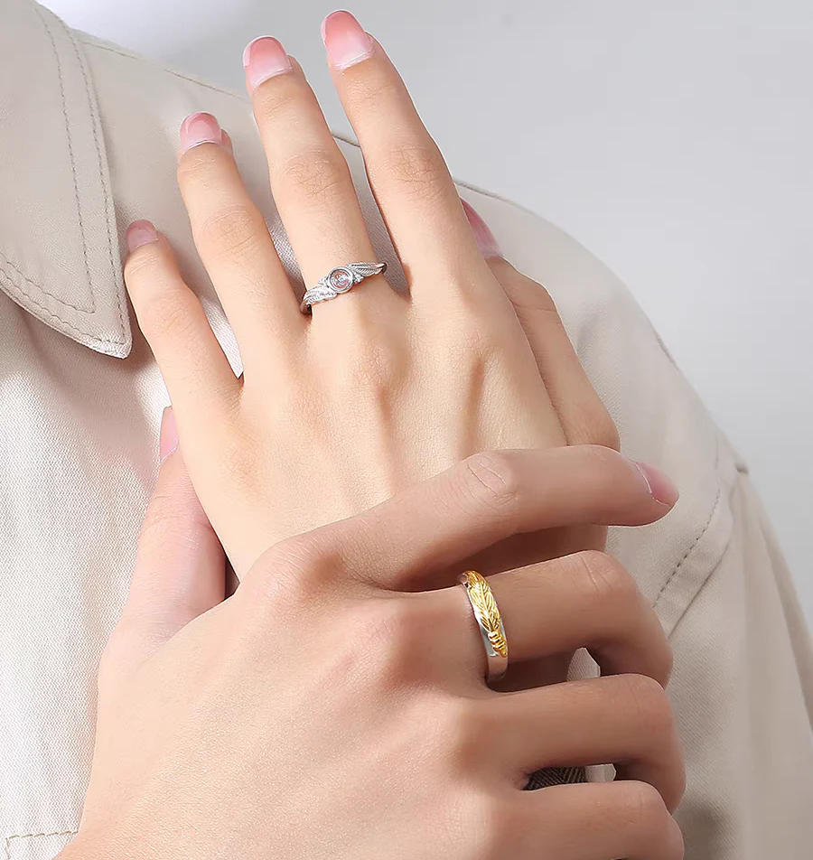 Feather Two Tone Matching Rings - Image 4