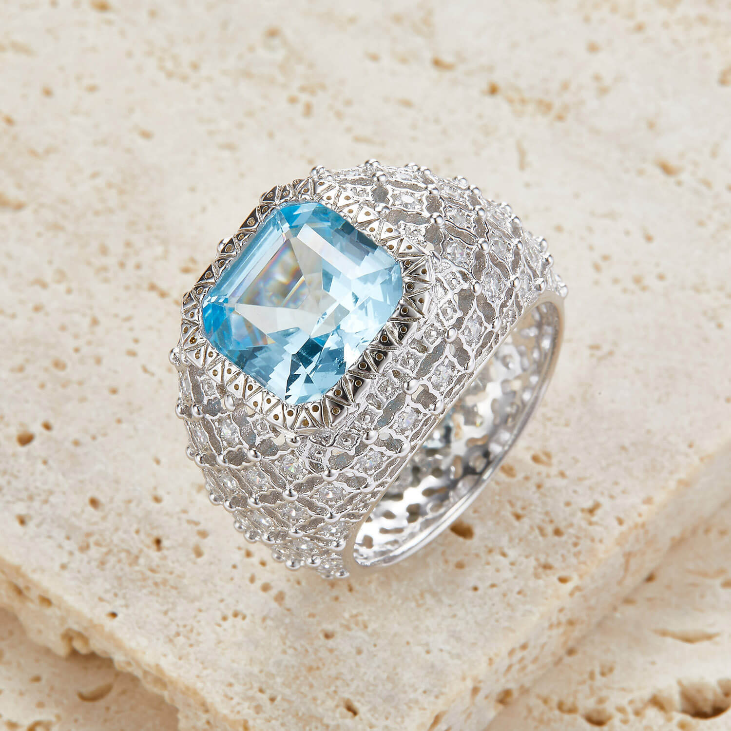 Blue Topaz Heavy Luxury Ring - Image 4