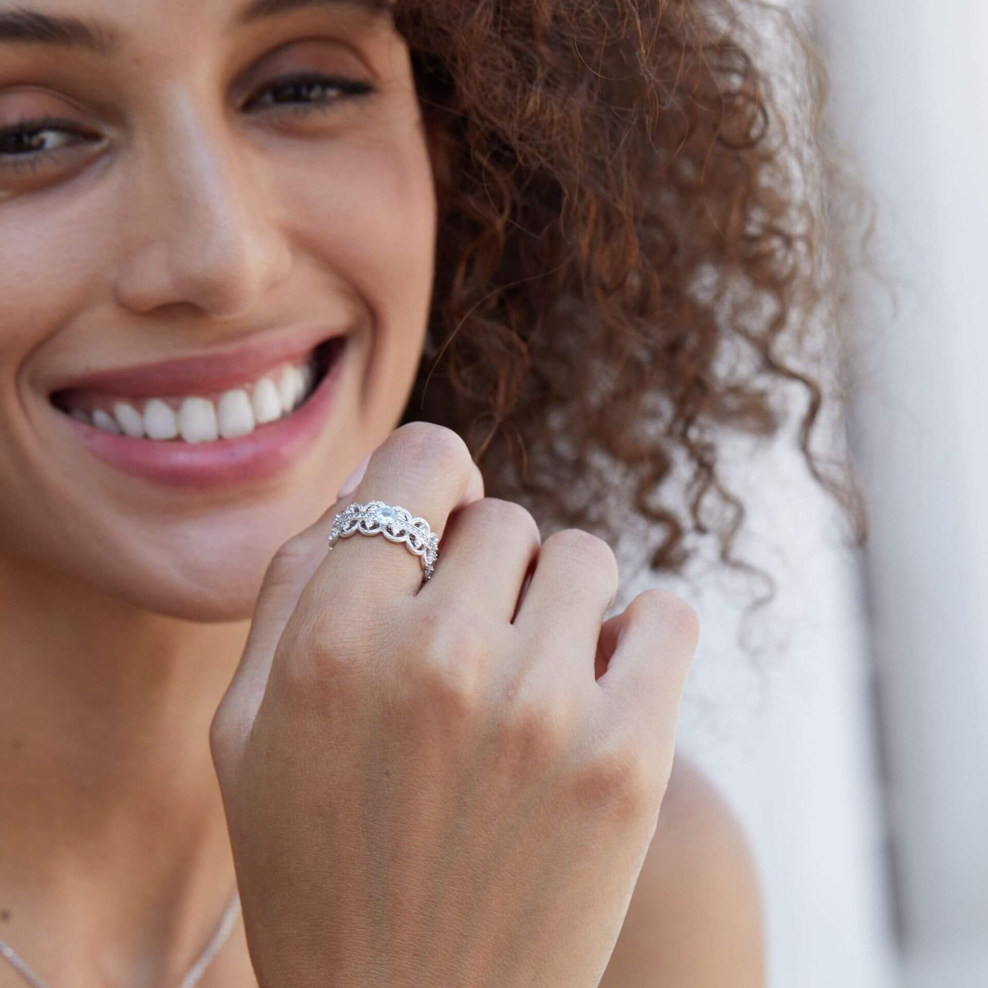 Blue Topaz Hollow Lace Ring - Image 3