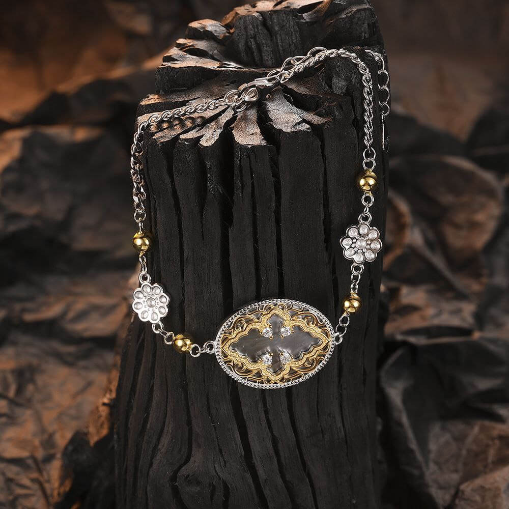 Clover Leaf Shell Silver & Gold Bracelet - Image 3