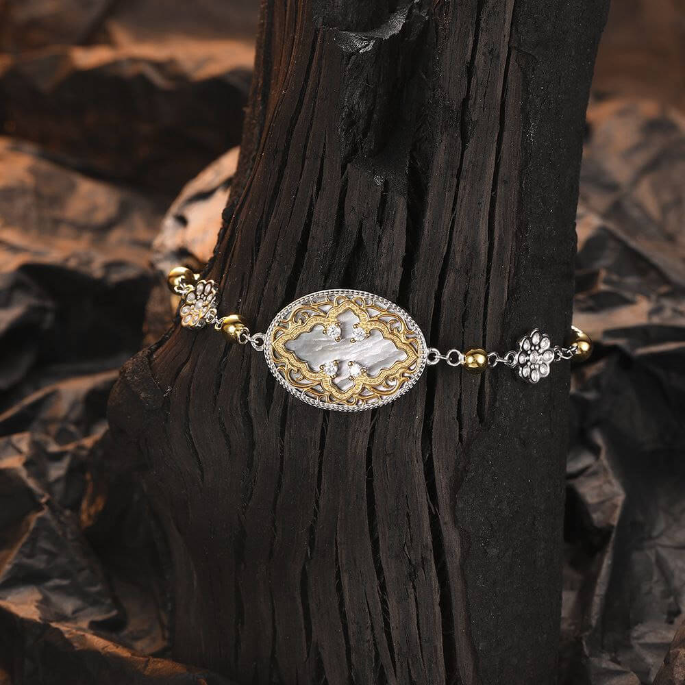 Clover Leaf Shell Silver & Gold Bracelet - Image 4