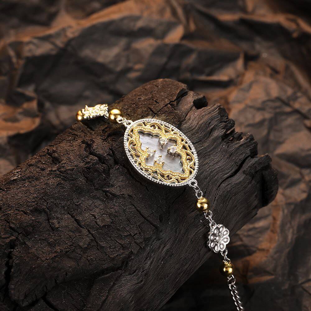 Clover Leaf Shell Silver & Gold Bracelet - Image 5