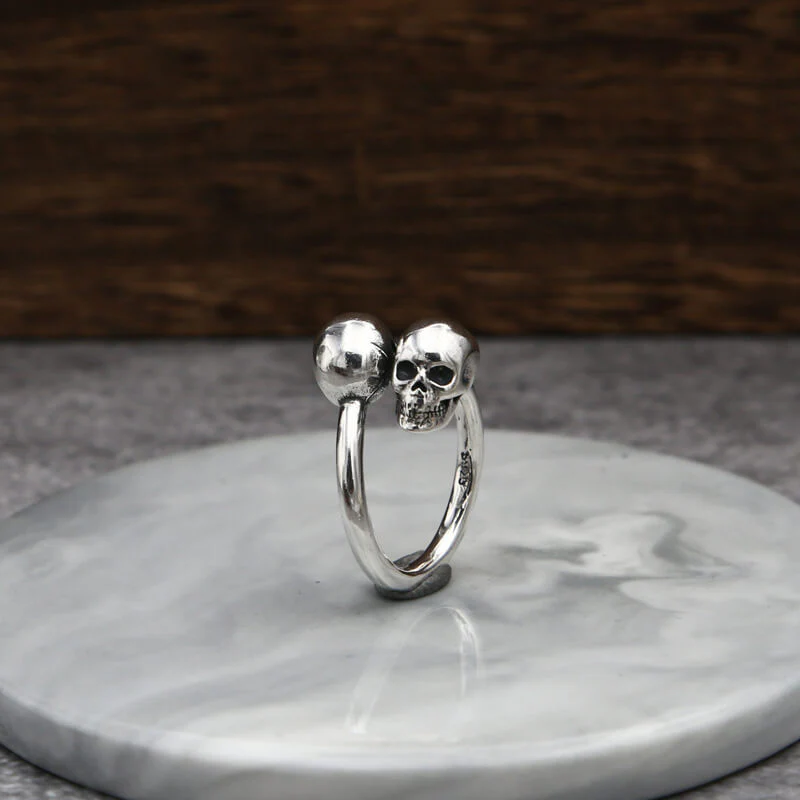 Silver Skull Ring - Single or Double Head - Image 3