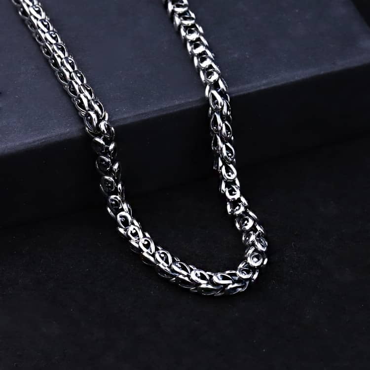 Dragon Head Mens Silver Chain Necklace - Image 3