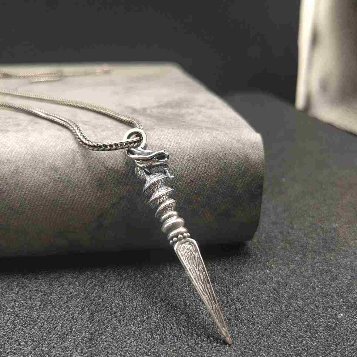 Dragon Head Subdues the Demon Pestle Pendant Necklace - Image 3