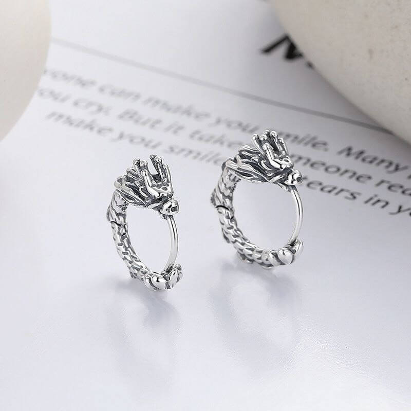 Dragon Hoop Unisex Earrings - Image 3