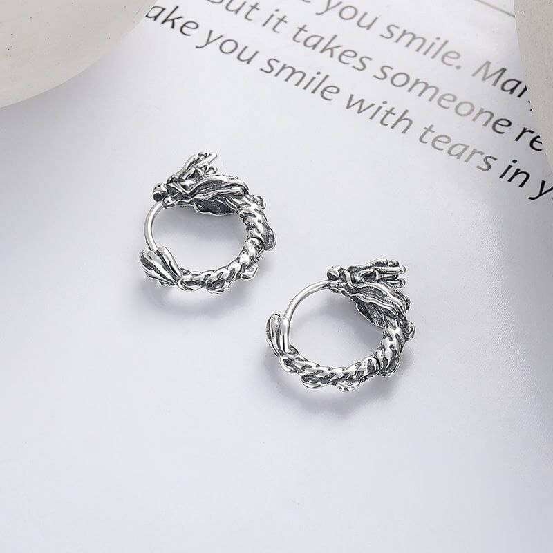 Dragon Hoop Unisex Earrings - Image 5