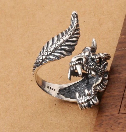 Dragon Men Silver Ring - Image 3