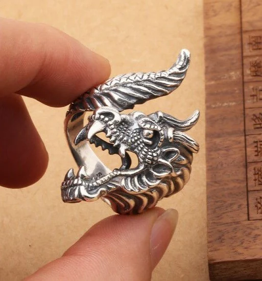 Dragon Men Silver Ring - Image 4
