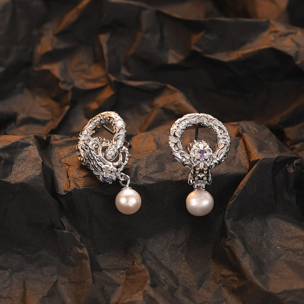 Fresh Water Pearl Interlocking Dainty Earrings - Image 4