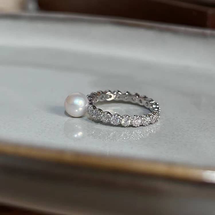 Freshwater Pearl & CZ Ring - Image 4