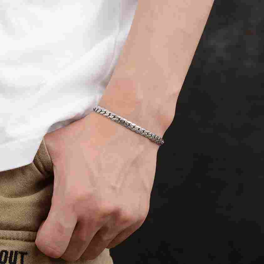 Hammered Flat Snake Bone Bracelet - Image 3