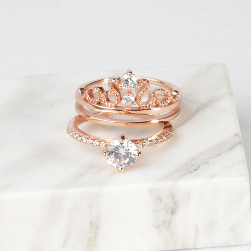 Crown Sterling Silver Rings for Women - Silver or Rose Gold - Image 3