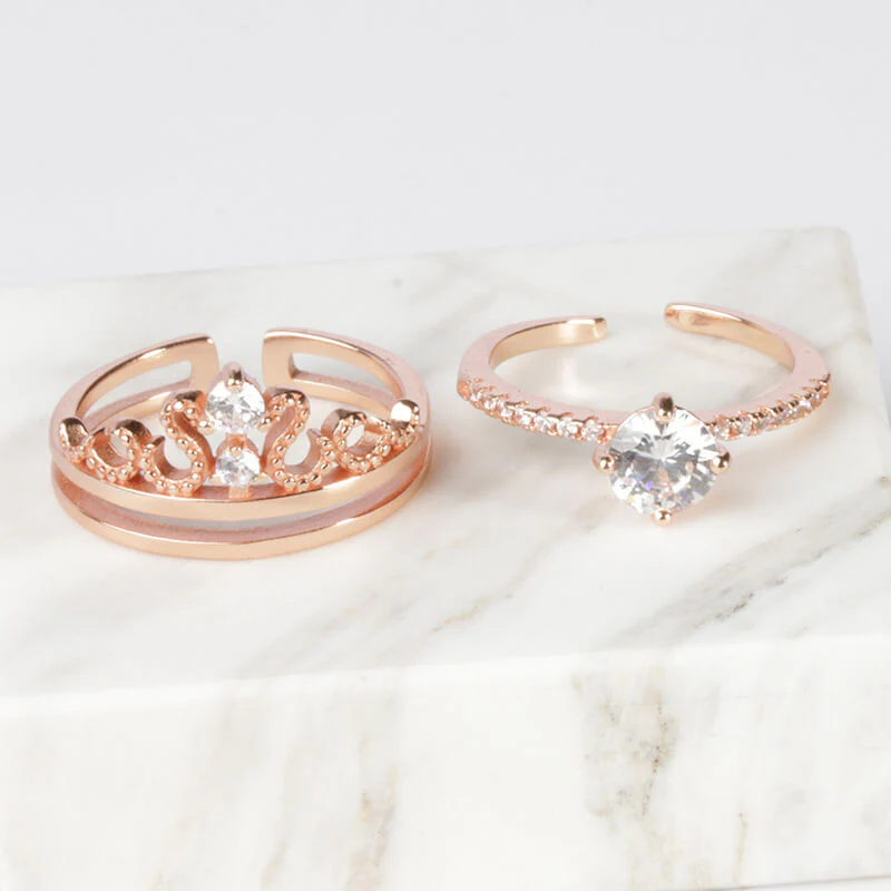Crown Sterling Silver Rings for Women - Silver or Rose Gold - Image 5