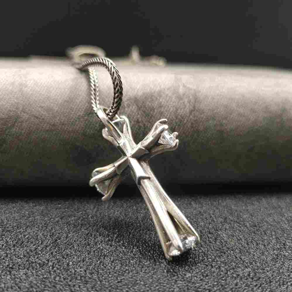 Inlaid Zircon Cross Pendant Necklace - Image 3