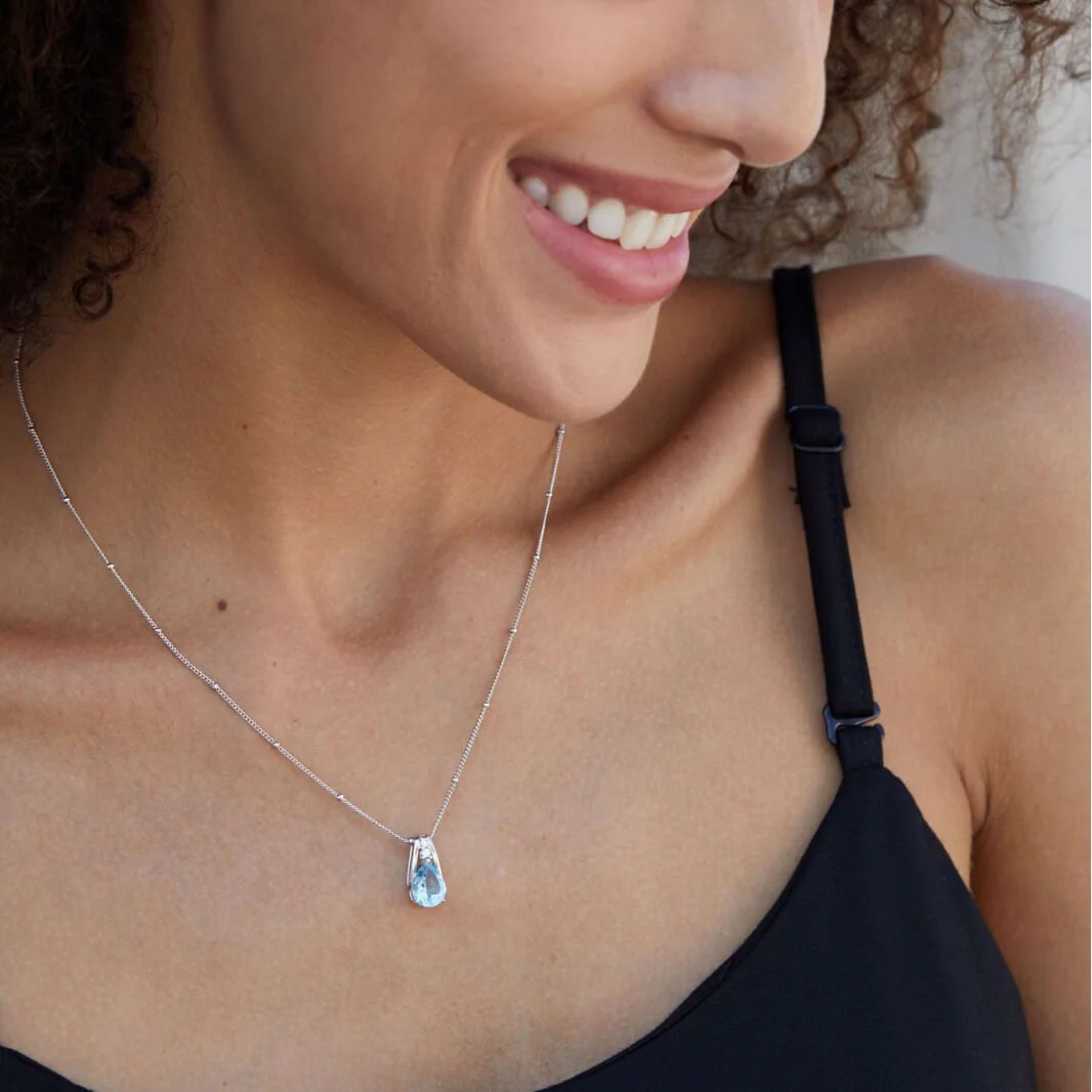 Natural Blue Topaz Drop Necklace - Image 3