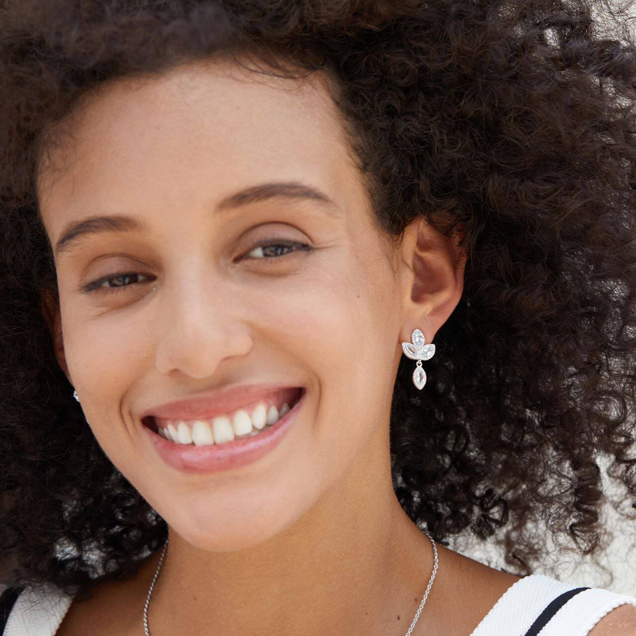 Natural Topaz Petal Drop Earrings - Image 3