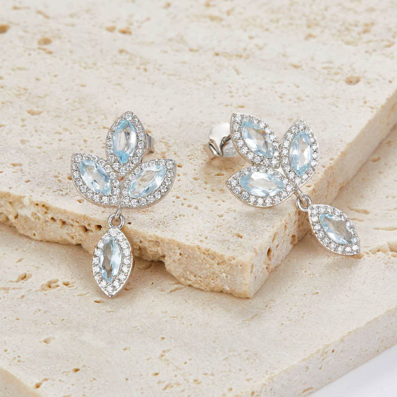 Natural Topaz Petal Drop Earrings - Image 4