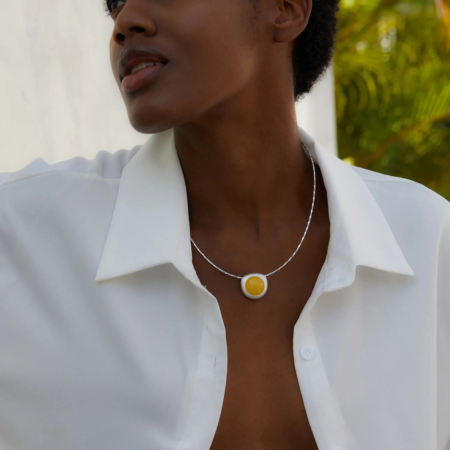 Natural Yellow Beeswax Bead Minimalist Necklace - Image 3