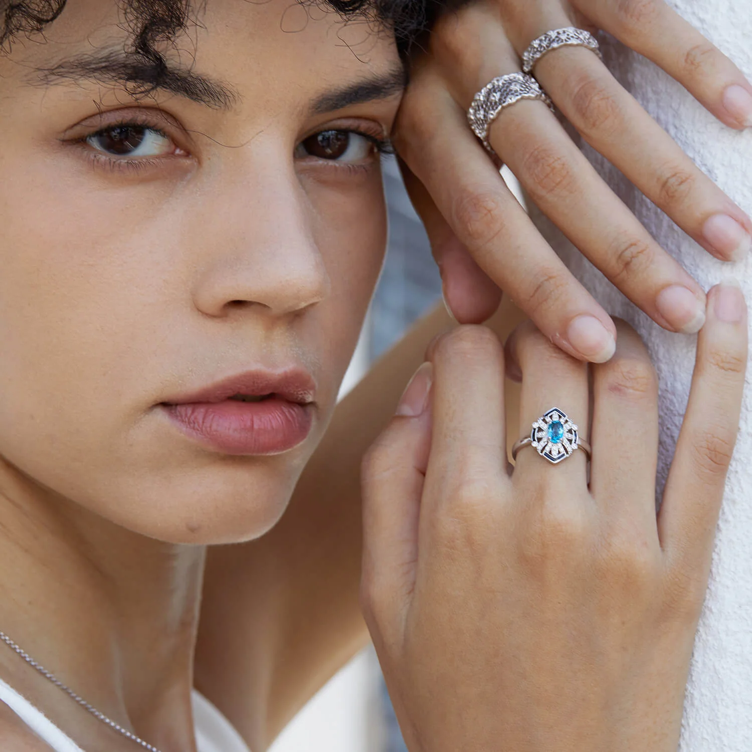 Oval Cut Blue Topaz Ring - Image 3