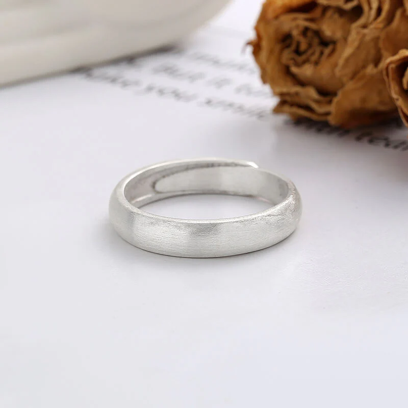 Minimalist Frosted and Polished Couple Rings - Image 3