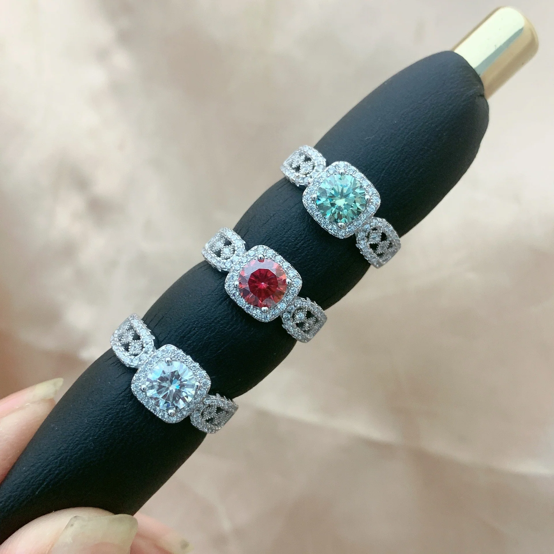 Princess Cut 1ct Moissanite Sterling Silver Ring - Image 5