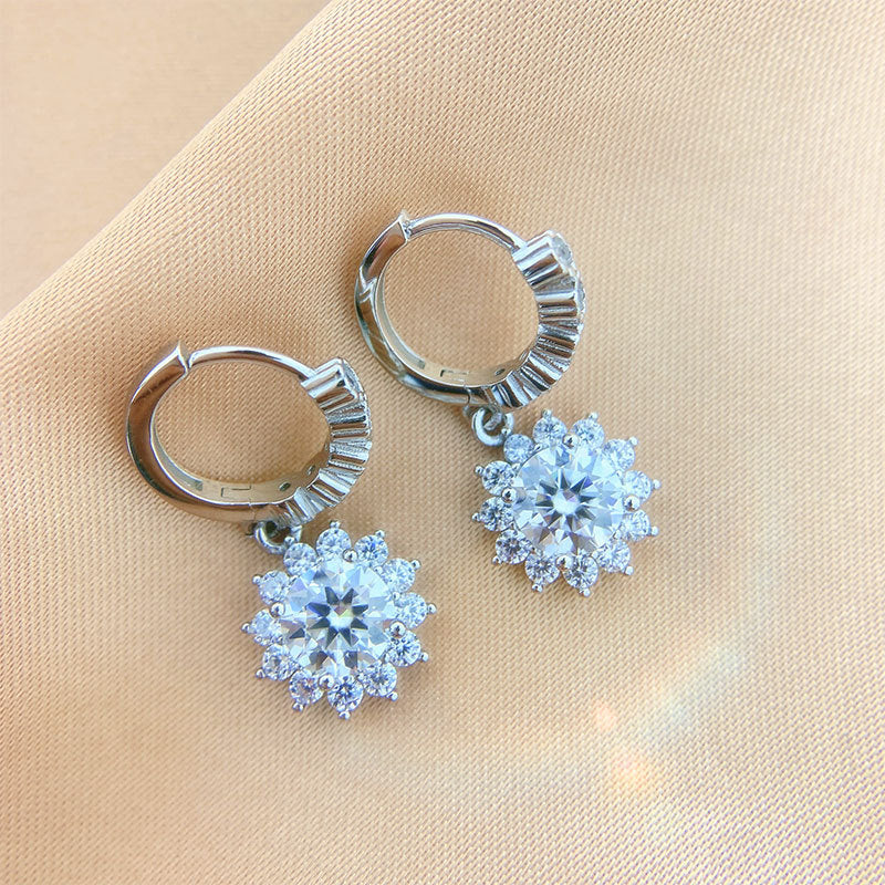 Sunflower Moissanite Drop Earrings - Image 4