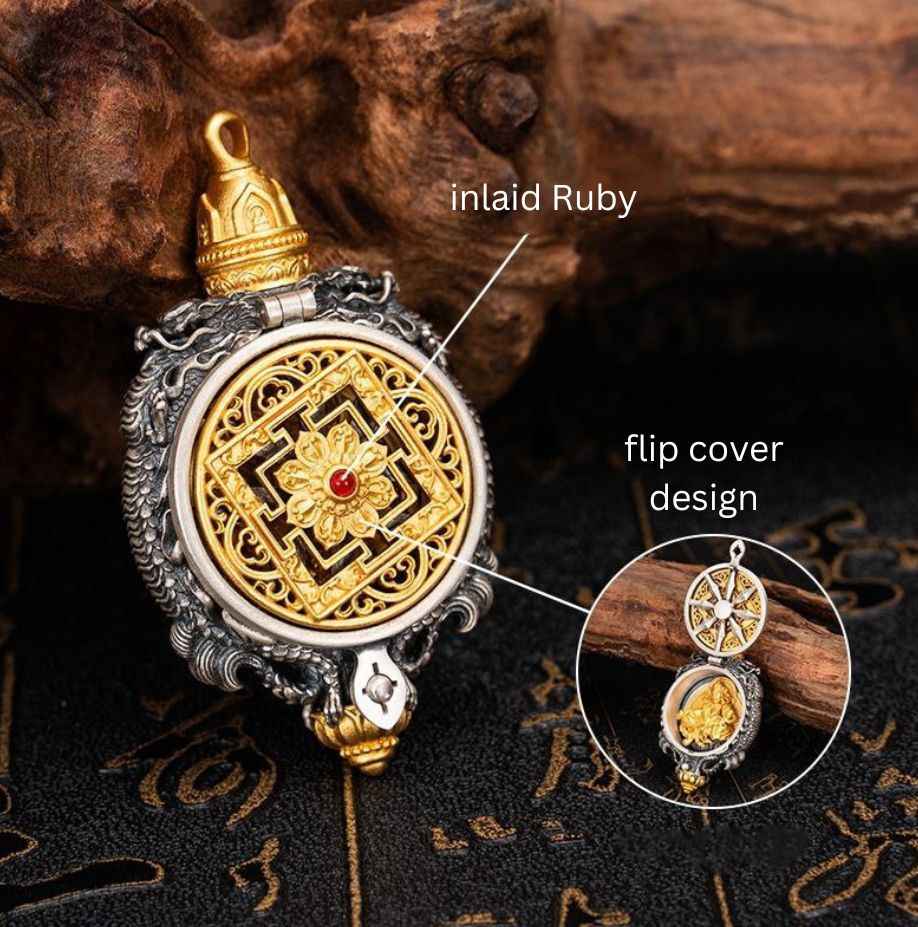 Tibetan Yellow God of Wealth Pendant - Flip for Luck, Wear the Yellow God - Image 3