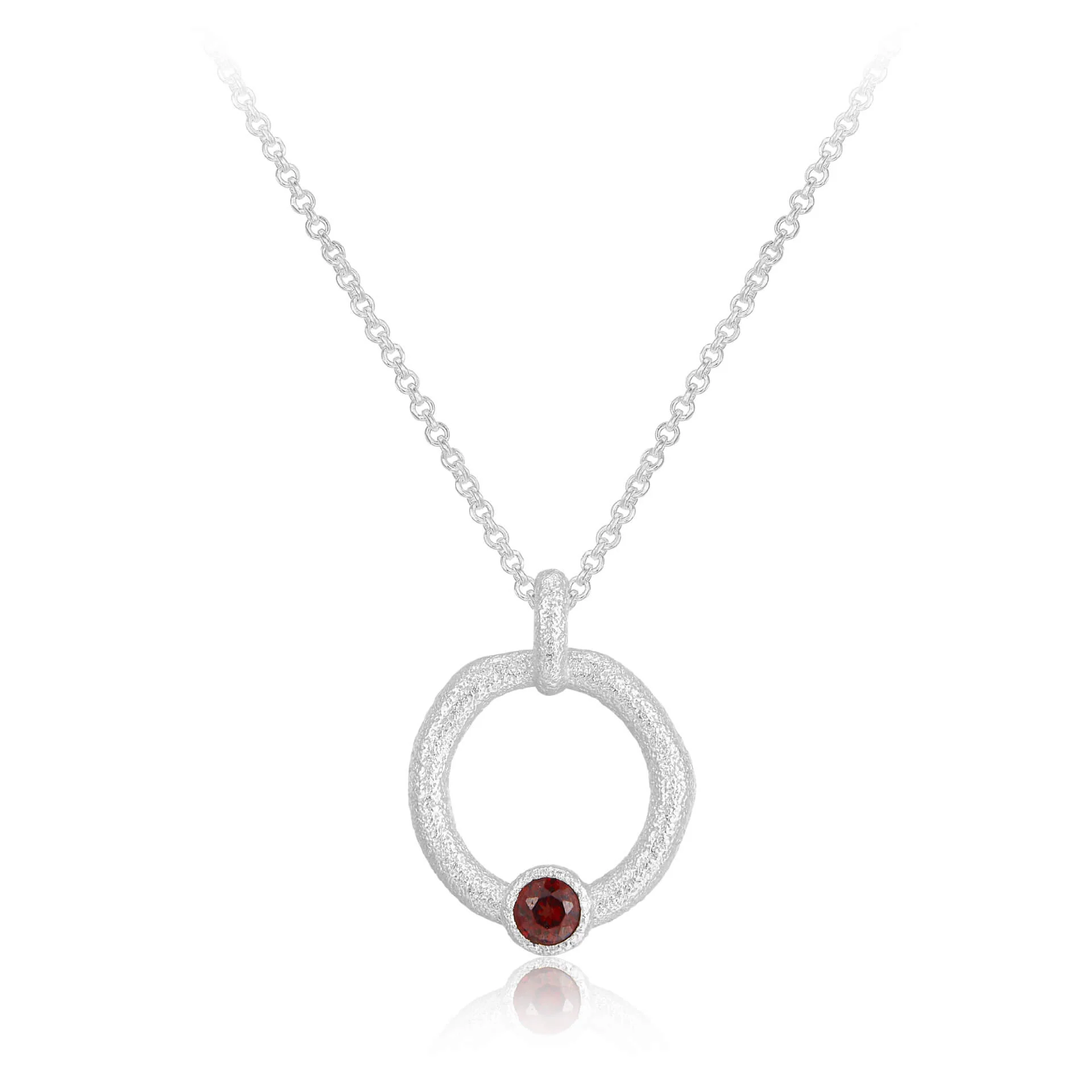 Silver Circle Necklace - Garnet or Diopside - Image 4