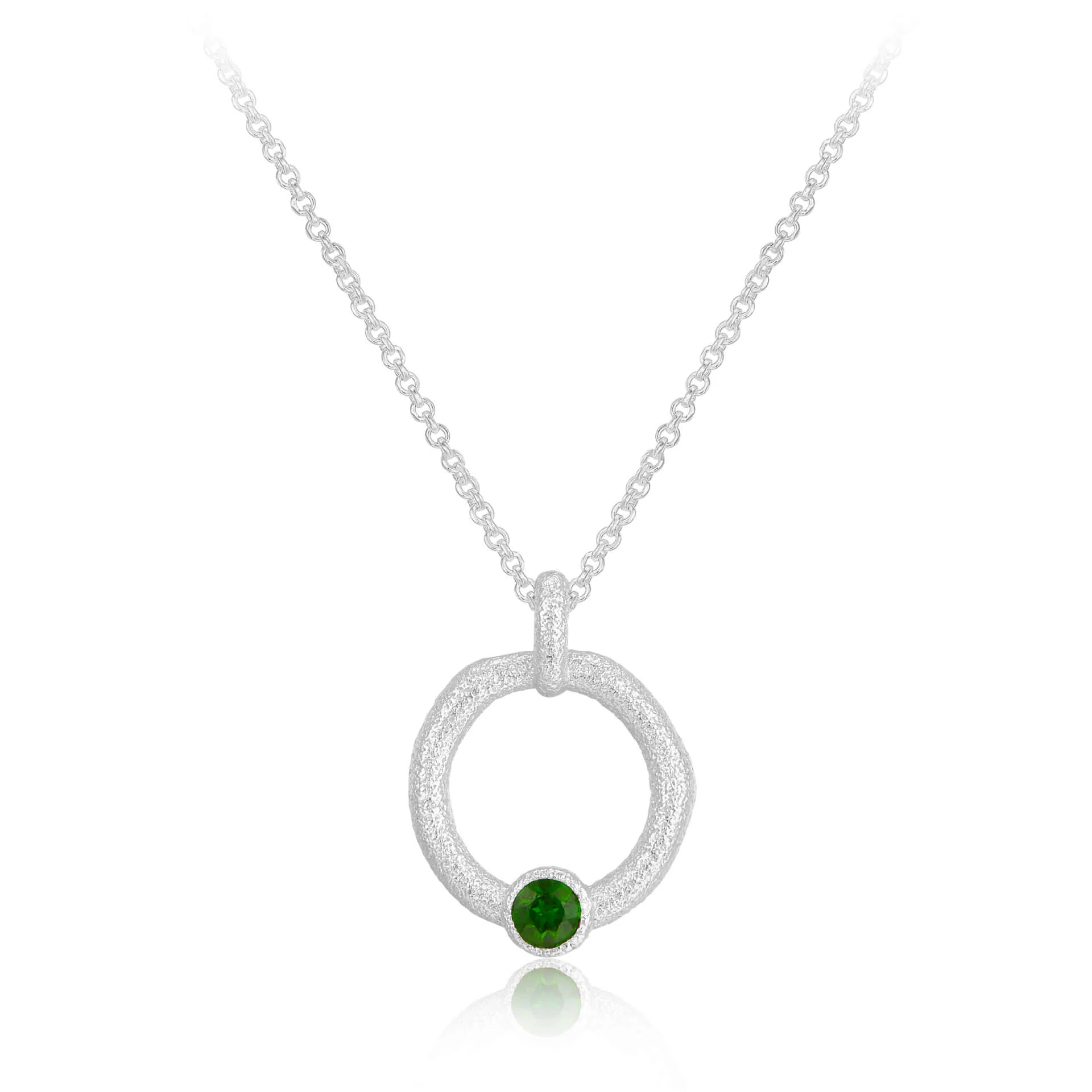 Silver Circle Necklace - Garnet or Diopside - Image 5